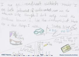 Message and drawing expressing the impact of the COVID-19 pandemic by Sophia, age 12.