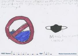 Message and drawing expressing the impact of the COVID-19 pandemic by Braxzen, age 11.