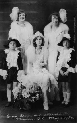 Queen Edna and Attendants, Mission B.C. May 24, 1930