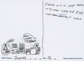 Message and drawing expressing the impact of the COVID-19 pandemic by Thomas, age 10.