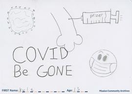 Message and drawing expressing the impact of the COVID-19 pandemic by Kyle, age 13.